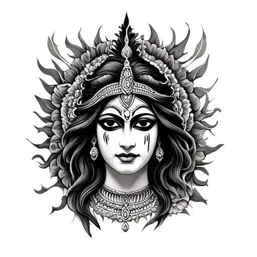 Goddess Kali face tattoo tattoo design idea