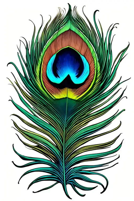 Colourful peacock feather tattoo design idea
