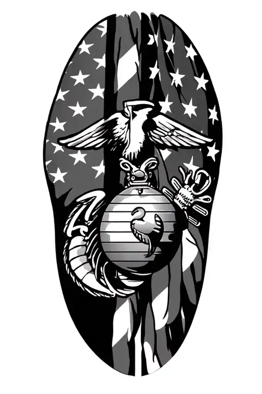 marine corps American flag military Reast in peace RJ Newton tattoo design idea