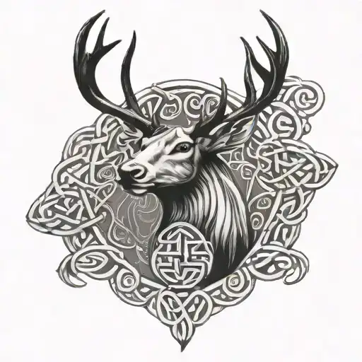 Stag and Celtic knotwork intertwined tattoo design idea