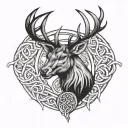 Stag and Celtic knotwork intertwined tattoo design idea