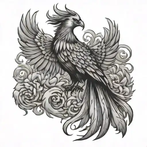 still i rise phoenix bird tattoo design idea