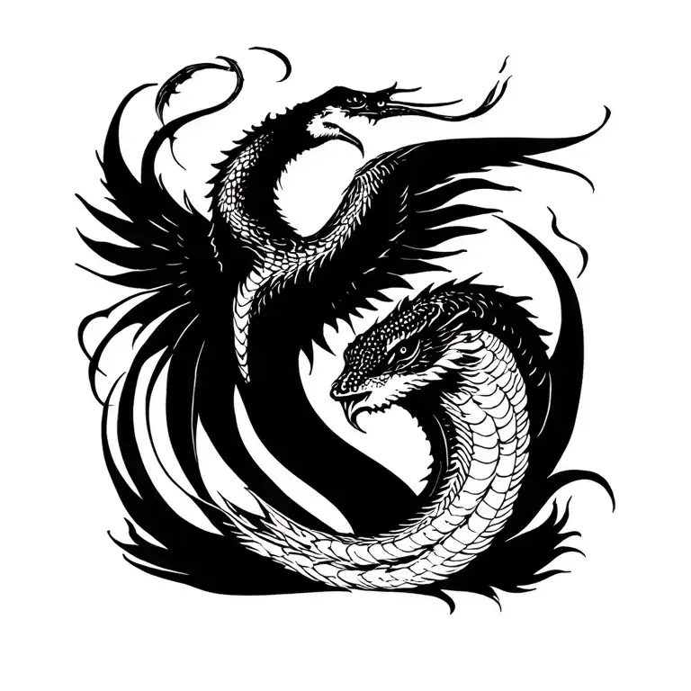 cobra phoenix emerging tattoo design idea