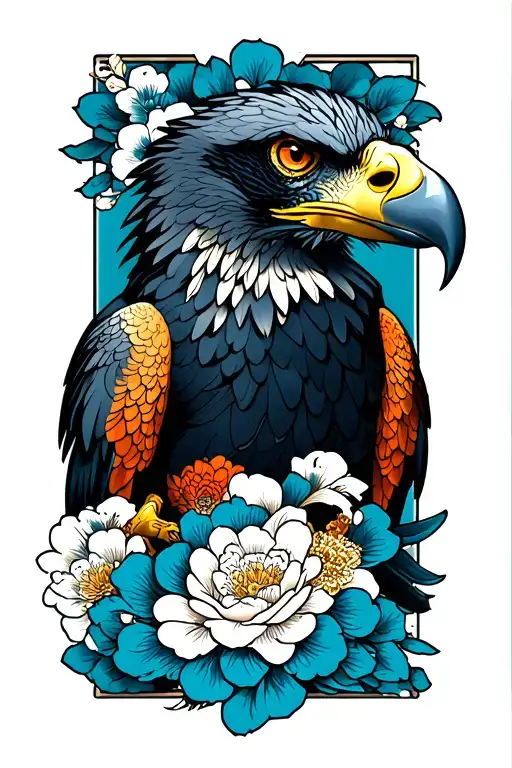 japanese eagle tattoo design idea