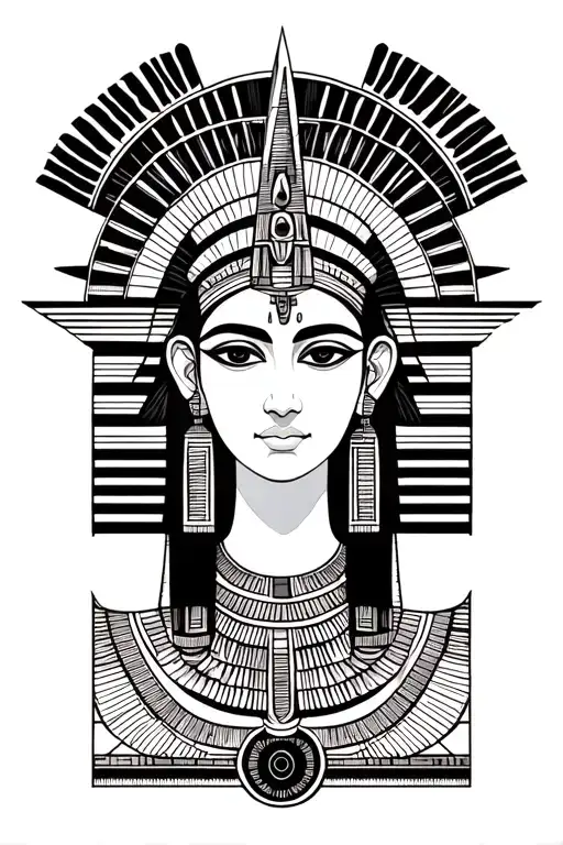 virgo zodiac sign surrounded my mountain with Egyptian Goddess Mut tattoo design idea