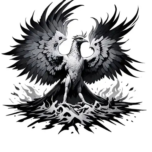 phoenix rising out of ashes tattoo design idea