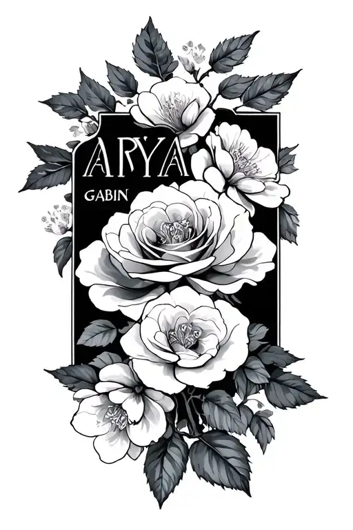 "Arya  gabin cylia" rose blooming cherry blossom tattoo design idea