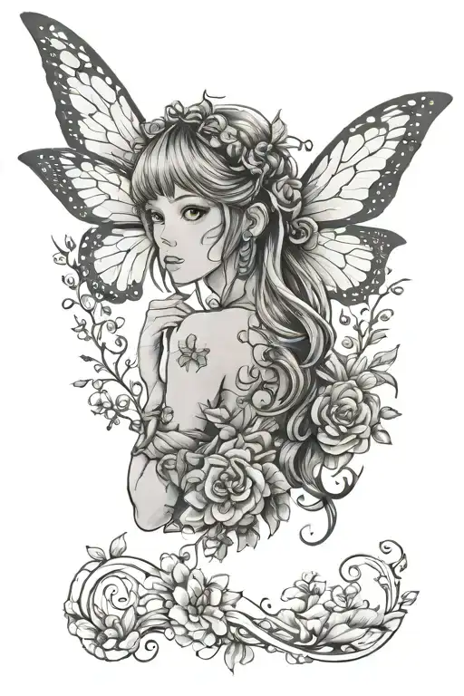 fairy tale anime tattoo design idea