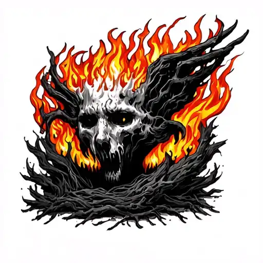 feeling trapped by persistent negative emotions and memories, symbolized by a wildfire tattoo design idea