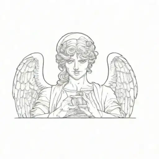 a statue of an angel tattoo design idea
