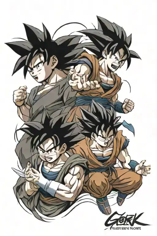 Son Goku and Son Gohan super sayian tattoo design idea