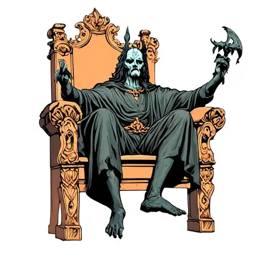 hades sitting on a throne tattoo design idea