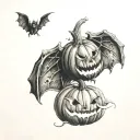 bat and pumpkin tattoo design idea