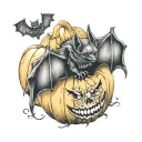 bat and pumpkin tattoo design idea