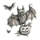 bat and pumpkin tattoo design idea