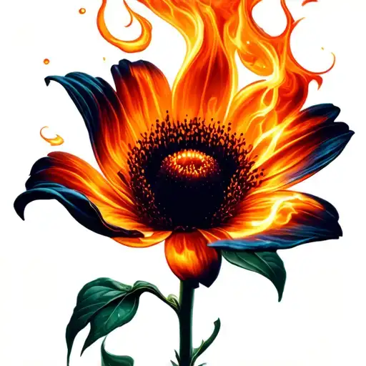 flower with flame like aura tattoo design idea