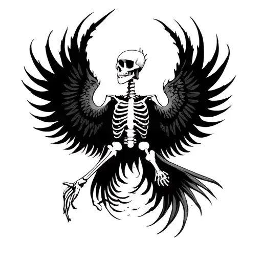 Burning skeleton of phoenix full sleeve tattoo tattoo design idea
