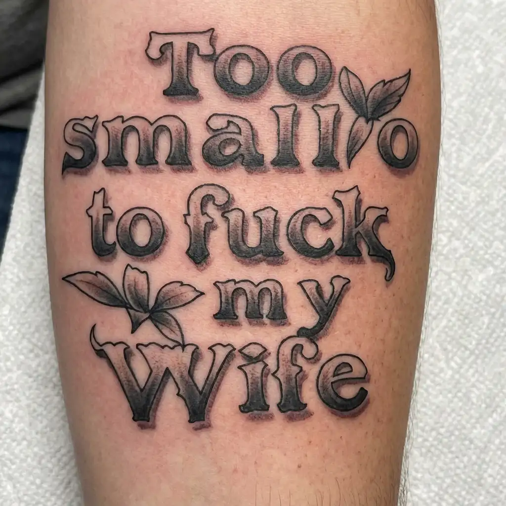 "Too small to fuck my wife" Cuckold tattoo design idea