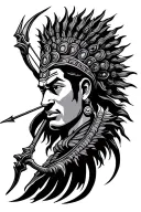 karna with bow and arrow with sun rays tattoo design idea