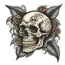 half skull memento mori forearm tattoo tattoo design idea