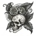 half skull memento mori forearm tattoo tattoo design idea