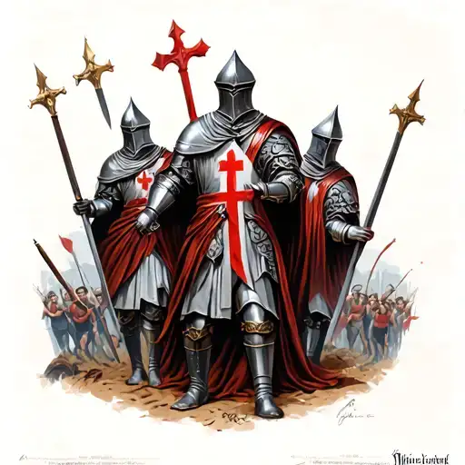 knights Templar on a medieval battleground tattoo design idea