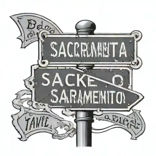 Street sign with sacramento tattoo design idea