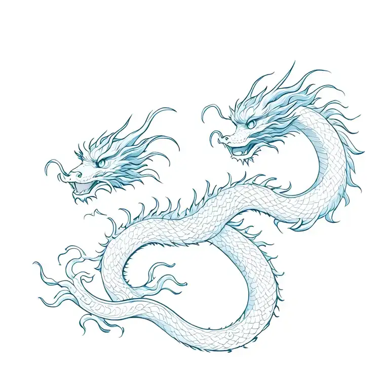 Chinese dragon, straight standing tall, minimal tattoos, straight, no spirals like one line and simpler tattoo design idea