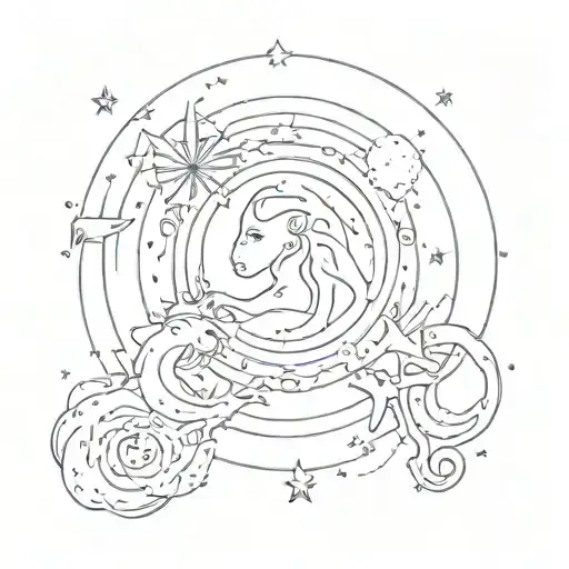 Leo constellation intertwined with Gemini constellation tattoo design idea