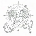 Leo constellation intertwined with Gemini constellation tattoo design idea