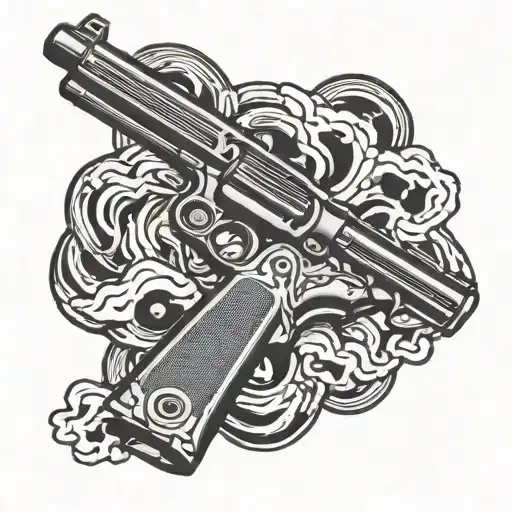 gun and drag strip tattoo design idea