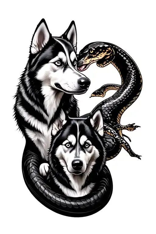surfboard with siberian husky on it one cobra and one tattoo design idea