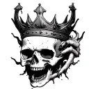 skull with crown on head with jaw wide open demonic things comjng out of mouth tattoo design idea