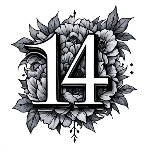 Roman numeral number 14 tattoo design idea