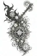 Incorporate elements from Final Fantasy into a blackwork design tattoo design idea