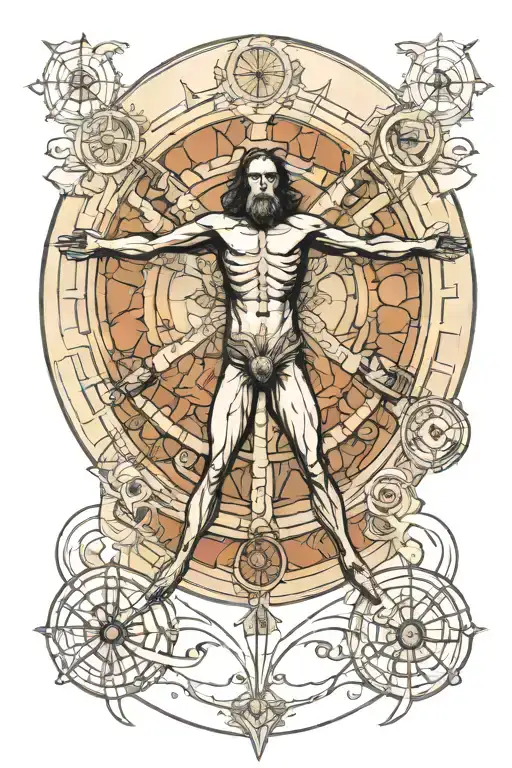 vitruvian man tattoo design idea