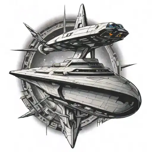 USS Enterprise D and cylon scar tattoo design idea