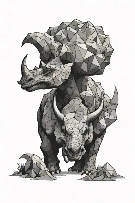 triceratops geometric tattoo design idea