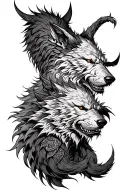 tyr battle with fenrir full shoulder tattoo design idea