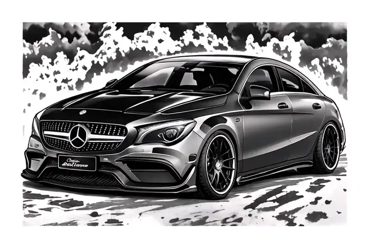 amg mercedes benz cla45 tattoo design idea