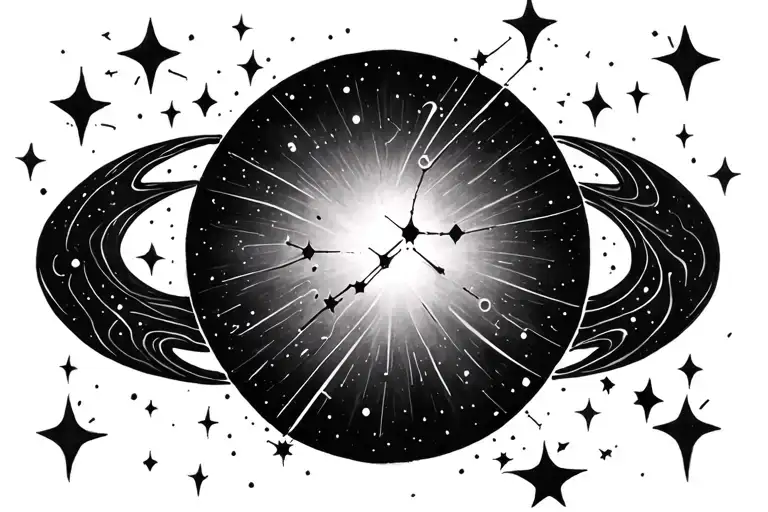  constellation Gemini with faint shooting stars connecting the constellation stars tattoo design idea