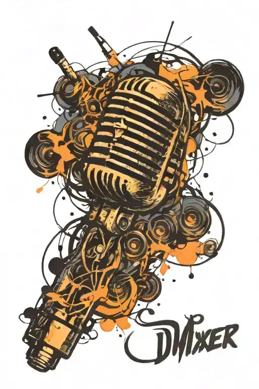 Djmixer  microphones music tattoo design idea
