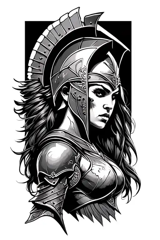 ares as a female spartan tattoo design idea