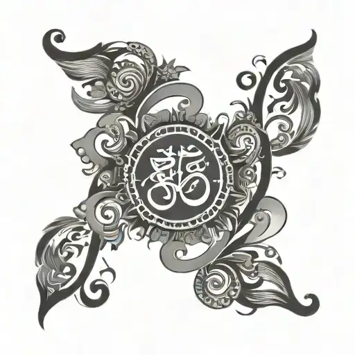 sanskrit shloka with artwork tattoo design idea