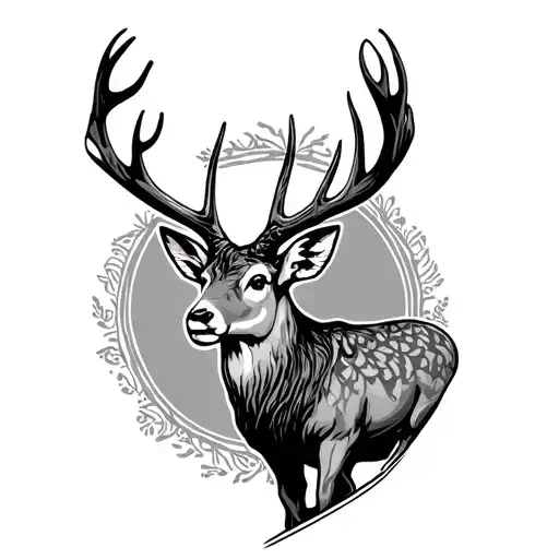 Jackalope with Treaty Oak Revival Themes tattoo design idea