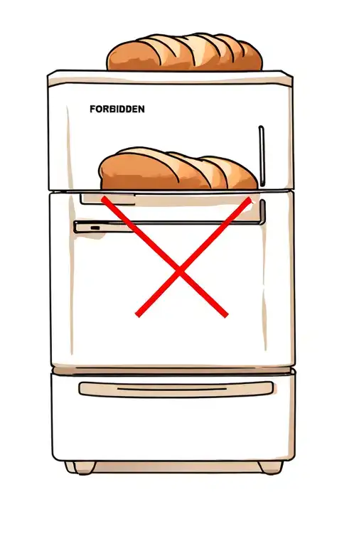 Draw a beige SWEG refrigerator and a loaf of bread on its background, crossed out by a red "forbidden" sign. tattoo design idea
