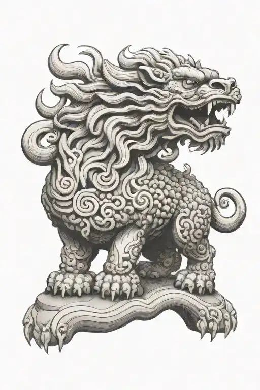 Traditional Japanese Lion (Komainu): Often depicted as guardian statues, these lions are symbolic of protection and stre tattoo design idea
