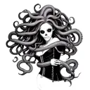 Medusa with skeletal snakes and corset for a knee tattoo tattoo design idea