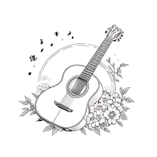 IKIGAI BONSAI GUITAR ROAD BOOK EXPANSION SPORTS, LUNA SHEET RAICES ART LINE FLOWER LOT tattoo design idea