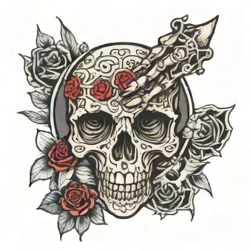 child of god on side of hand with skeliton finger tattoo design idea